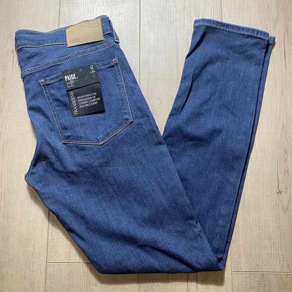 Paige Other - NEW Paige Croft Men's 33x33 Blue Stretch Slim Skinny Tapered Denim Jeans